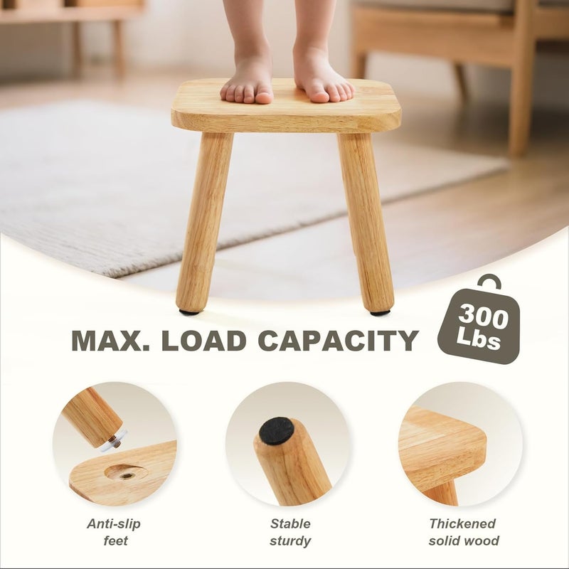 Frogprin Solid Wooden Step Stool for Kids Adults, Short Chair Toddlers Plant Stool, Kids Stool Perfect Matched Sensory Table, Multi-Purpose Sitting for Kitchen Playroom Bathroom Bedroom (1 Pack) - Image 3